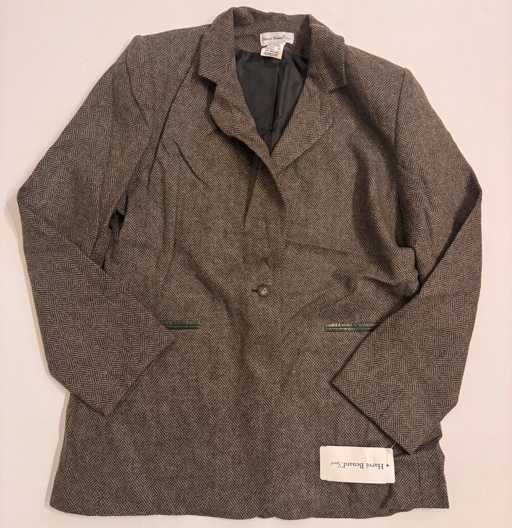 NWT Women's Harve Benard Sport 100% Wool Blazer Brown Size 12